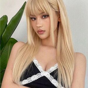 Shein blonde straight synthetic heat resistant wig